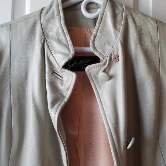 Vintage Dove Gray Leather Coat . Small / medium. - Picture 3 of 15